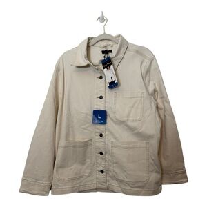 Well Worn Women's Denim Chore Jacket Heavyweight Stretch in Ivory/Cream sz L